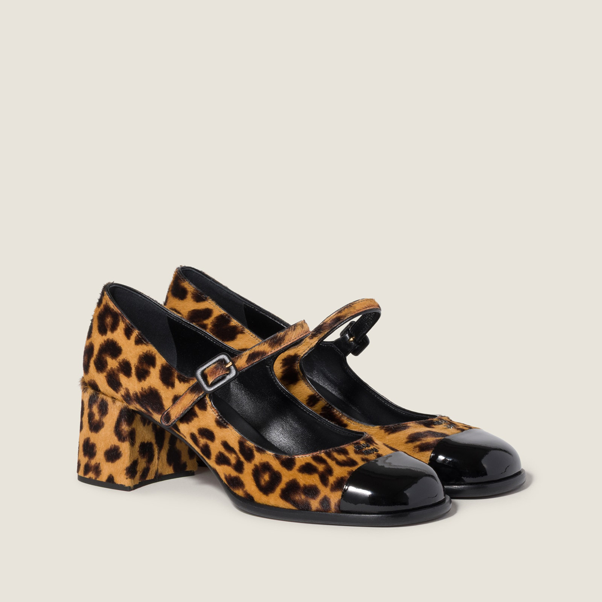 Miu Miu Printed Leather Pumps Honey Black Miu Miu Printed Leather Pumps Honey Black