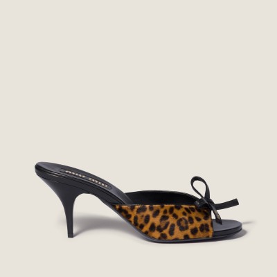 Miu Miu Printed Leather Sandals With Bow Honey Miu Miu Printed Leather Sandals With Bow Honey
