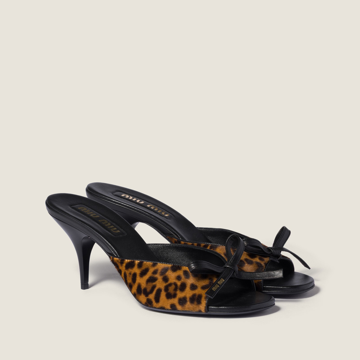 Miu Miu Printed Leather Sandals With Bow Honey Miu Miu Printed Leather Sandals With Bow Honey