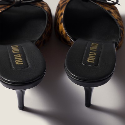 Miu Miu Printed Leather Sandals With Bow Honey Miu Miu Printed Leather Sandals With Bow Honey