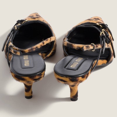 Miu Miu Printed Leather Slingback Pumps Honey Miu Miu Printed Leather Slingback Pumps Honey