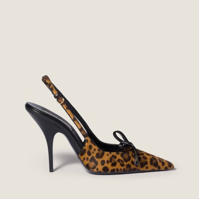 Miu Miu Printed Leather Slingback Pumps With Bow Honey Miu Miu Printed Leather Slingback Pumps With Bow Honey
