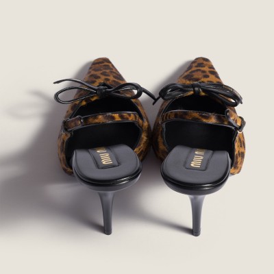 Miu Miu Printed Leather Slingback Pumps With Bow Honey Miu Miu Printed Leather Slingback Pumps With Bow Honey
