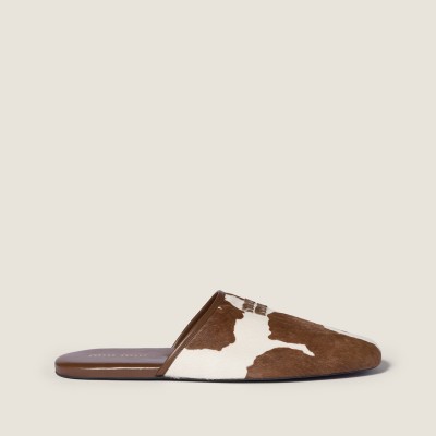 Miu Miu Printed Leather Slippers White Burnt Sienna Miu Miu Printed Leather Slippers White Burnt Sienna