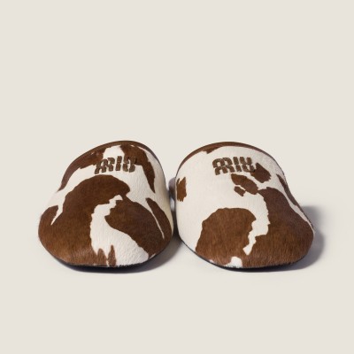 Miu Miu Printed Leather Slippers White Burnt Sienna Miu Miu Printed Leather Slippers White Burnt Sienna