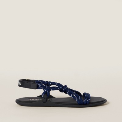Miu Miu Riviere Cord And Leather Sandals Baltic Blue Miu Miu Riviere Cord And Leather Sandals Baltic Blue