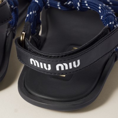 Miu Miu Riviere Cord And Leather Sandals Baltic Blue Miu Miu Riviere Cord And Leather Sandals Baltic Blue