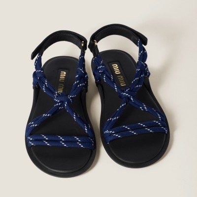 Miu Miu Riviere Cord And Leather Sandals Baltic Blue Miu Miu Riviere Cord And Leather Sandals Baltic Blue