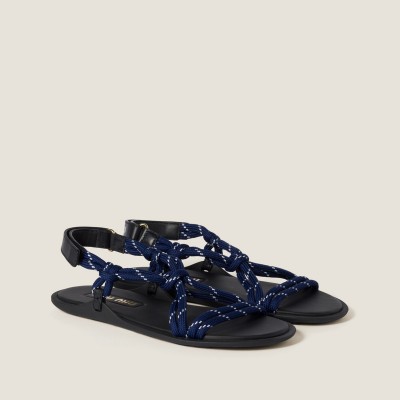 Miu Miu Riviere Cord And Leather Sandals Baltic Blue Miu Miu Riviere Cord And Leather Sandals Baltic Blue