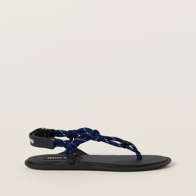 Miu Miu Riviere Cord And Leather Sandals Baltic Blue Miu Miu Riviere Cord And Leather Sandals Baltic Blue