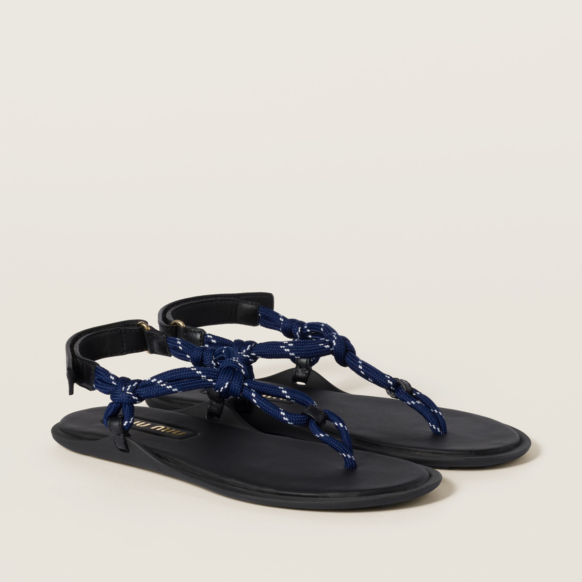 Miu Miu Riviere Cord And Leather Sandals Baltic Blue Miu Miu Riviere Cord And Leather Sandals Baltic Blue
