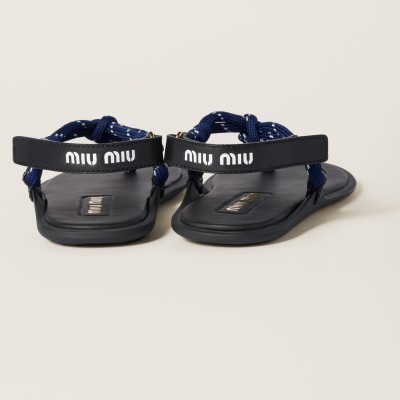 Miu Miu Riviere Cord And Leather Sandals Baltic Blue Miu Miu Riviere Cord And Leather Sandals Baltic Blue
