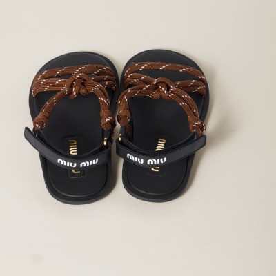 Miu Miu Riviere Cord And Leather Sandals Tobacco Miu Miu Riviere Cord And Leather Sandals Tobacco