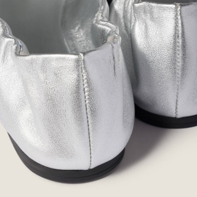 Miu Miu Ruches Mordore Nappa Leather Ballerinas Silver Miu Miu Ruches Mordore Nappa Leather Ballerinas Silver
