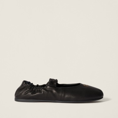 Miu Miu Ruches Nappa Leather Ballerinas Black Miu Miu Ruches Nappa Leather Ballerinas Black