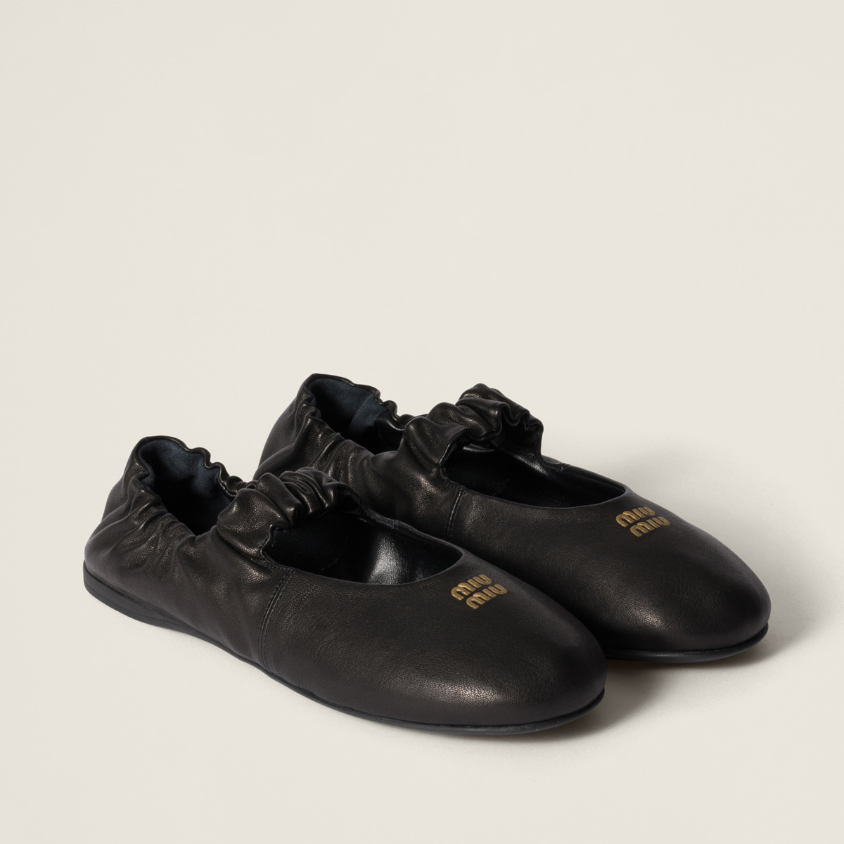 Miu Miu Ruches Nappa Leather Ballerinas Black Miu Miu Ruches Nappa Leather Ballerinas Black