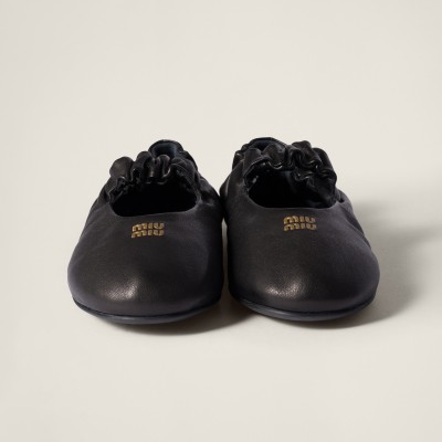 Miu Miu Ruches Nappa Leather Ballerinas Black Miu Miu Ruches Nappa Leather Ballerinas Black