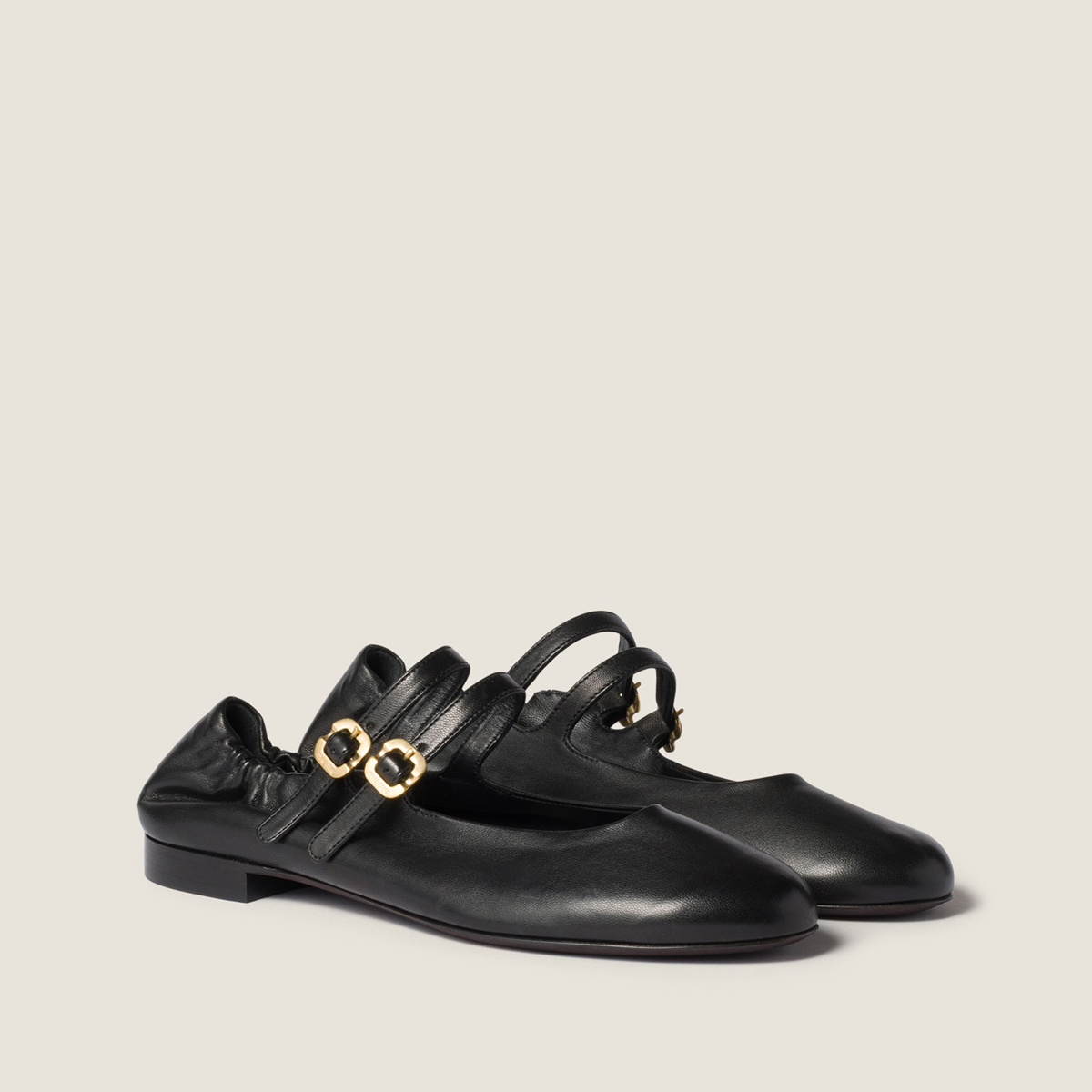 Miu Miu Ruches Nappa Leather Ballerinas Black Miu Miu Ruches Nappa Leather Ballerinas Black