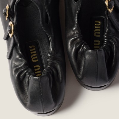 Miu Miu Ruches Nappa Leather Ballerinas Black Miu Miu Ruches Nappa Leather Ballerinas Black