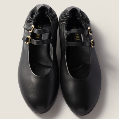 Miu Miu Ruches Nappa Leather Ballerinas Black Miu Miu Ruches Nappa Leather Ballerinas Black