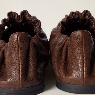Miu Miu Ruches Nappa Leather Ballerinas Briarwood