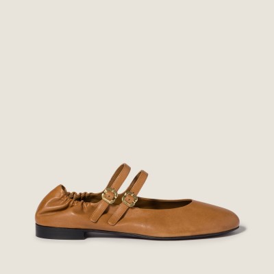 Miu Miu Ruches Nappa Leather Ballerinas Caramel Miu Miu Ruches Nappa Leather Ballerinas Caramel