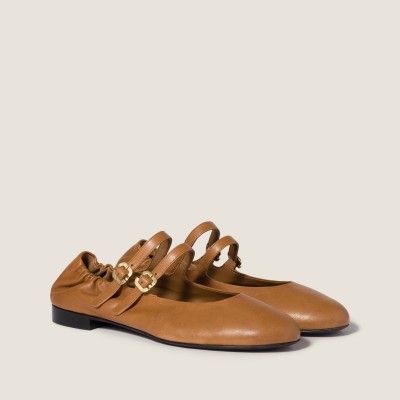 Miu Miu Ruches Nappa Leather Ballerinas Caramel Miu Miu Ruches Nappa Leather Ballerinas Caramel