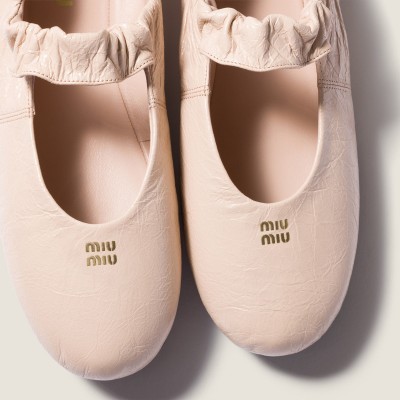 Miu Miu Ruches Nappa Leather Ballerinas Powder Pink Miu Miu Ruches Nappa Leather Ballerinas Powder Pink