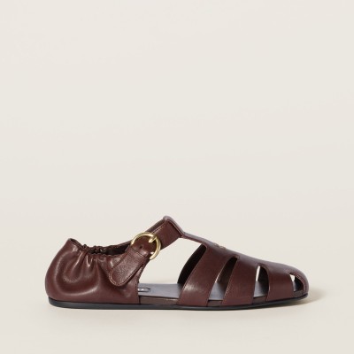 Miu Miu Ruches Nappa Leather Fisherman Sandals Briarwood Miu Miu Ruches Nappa Leather Fisherman Sandals Briarwood