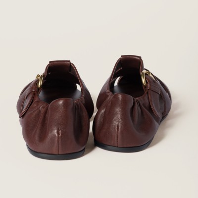 Miu Miu Ruches Nappa Leather Fisherman Sandals Briarwood Miu Miu Ruches Nappa Leather Fisherman Sandals Briarwood