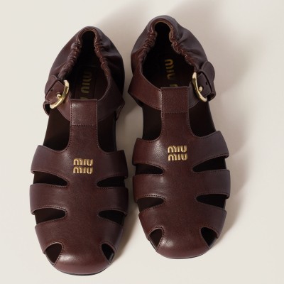 Miu Miu Ruches Nappa Leather Fisherman Sandals Briarwood Miu Miu Ruches Nappa Leather Fisherman Sandals Briarwood