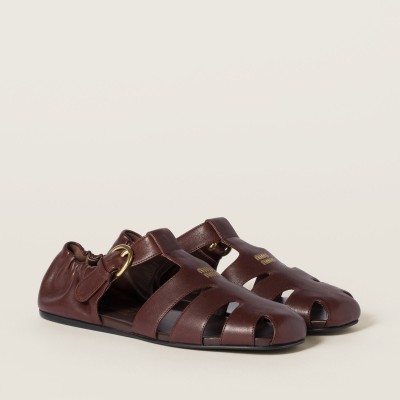 Miu Miu Ruches Nappa Leather Fisherman Sandals Briarwood Miu Miu Ruches Nappa Leather Fisherman Sandals Briarwood