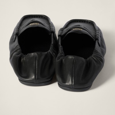 Miu Miu Ruches Nappa Leather Loafers Black Miu Miu Ruches Nappa Leather Loafers Black