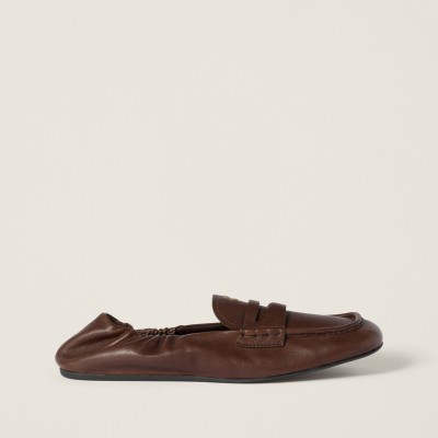 Miu Miu Ruches Nappa Leather Loafers Briarwood Miu Miu Ruches Nappa Leather Loafers Briarwood