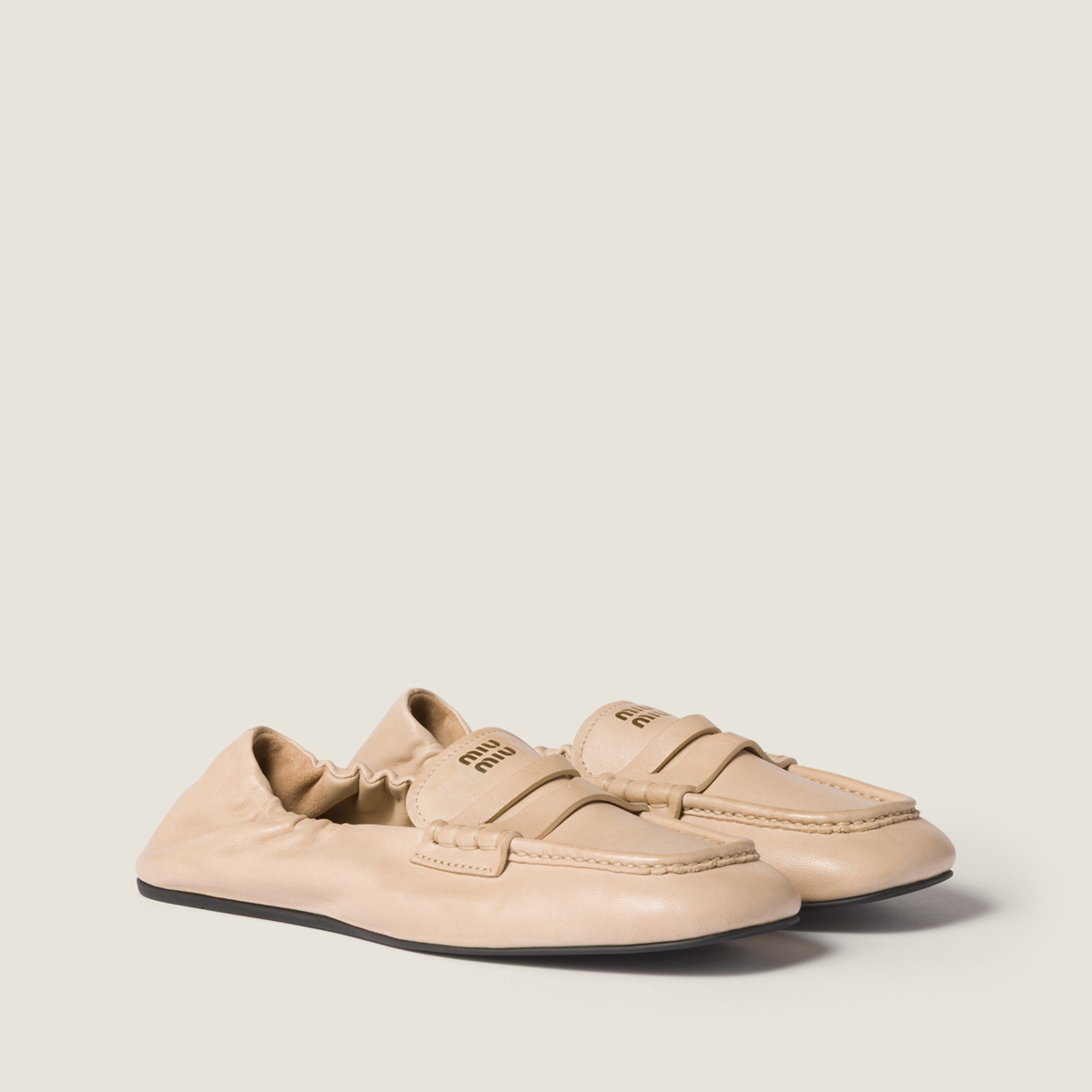 Miu Miu Ruches Nappa Leather Loafers Cord Miu Miu Ruches Nappa Leather Loafers Cord