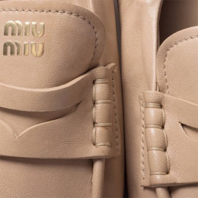 Miu Miu Ruches Nappa Leather Loafers Cord Miu Miu Ruches Nappa Leather Loafers Cord