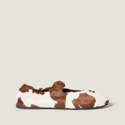 Miu Miu Ruches Printed Leather Ballerinas White Burnt Sienna Miu Miu Ruches Printed Leather Ballerinas White Burnt Sienna