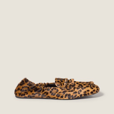 Miu Miu Ruches Printed Leather Loafers Honey Miu Miu Ruches Printed Leather Loafers Honey