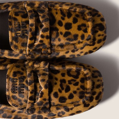 Miu Miu Ruches Printed Leather Loafers Honey Miu Miu Ruches Printed Leather Loafers Honey