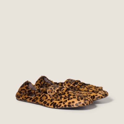 Miu Miu Ruches Printed Leather Loafers Honey Miu Miu Ruches Printed Leather Loafers Honey