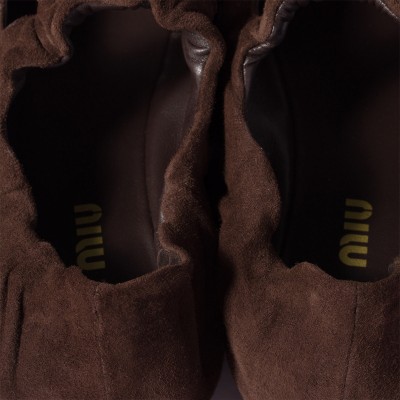 Miu Miu Ruches Suede Ballerinas Dark Brown Miu Miu Ruches Suede Ballerinas Dark Brown