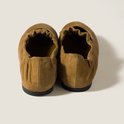 Miu Miu Ruches Suede Ballerinas Olive Green Miu Miu Ruches Suede Ballerinas Olive Green