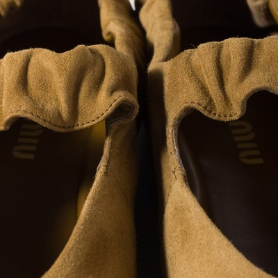 Miu Miu Ruches Suede Ballerinas Olive Green Miu Miu Ruches Suede Ballerinas Olive Green