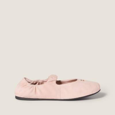 Miu Miu Ruches Suede Ballerinas Peach Miu Miu Ruches Suede Ballerinas Peach