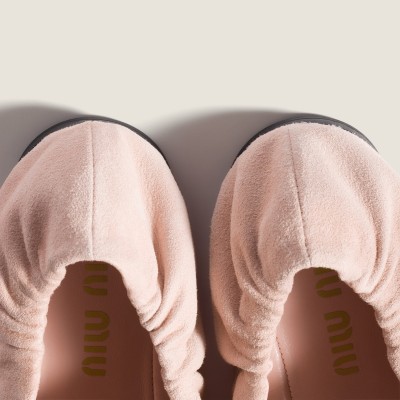 Miu Miu Ruches Suede Ballerinas Peach Miu Miu Ruches Suede Ballerinas Peach