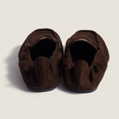 Miu Miu Ruches Suede Loafers Dark Brown Miu Miu Ruches Suede Loafers Dark Brown