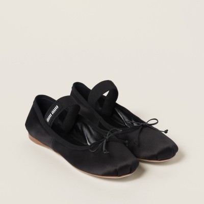Miu Miu Satin Ballerinas Black Miu Miu Satin Ballerinas Black