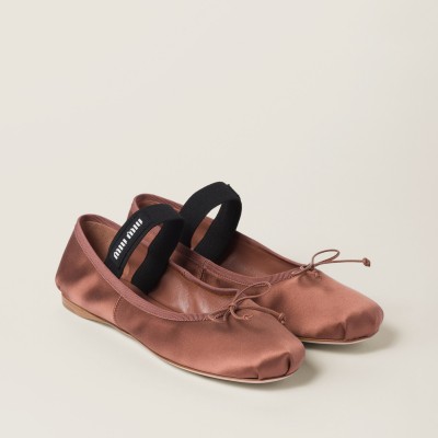 Miu Miu Satin Ballerinas Cocoa Brown Miu Miu Satin Ballerinas Cocoa Brown