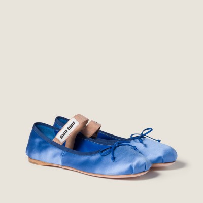 Miu Miu Satin Ballerinas Periwinkle Blue
