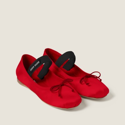 Miu Miu Satin Ballerinas Red Miu Miu Satin Ballerinas Red